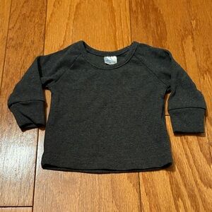 Little One Shop Charcoal Ribbed Long  Sleeve Shirt